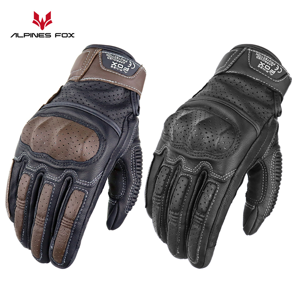 Motorcycle Gear Alpine - Vintage Motorradhandschuhe aus echtem Leder, Motorrad-Straßenrennhandschuh,