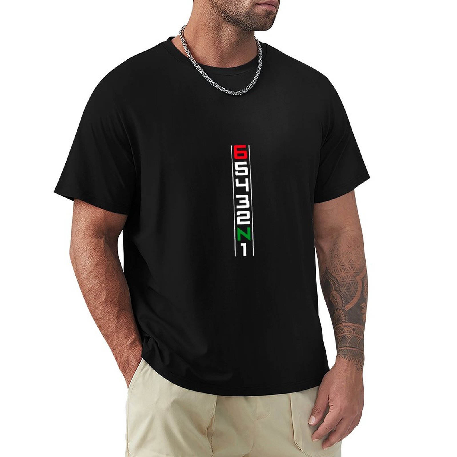 Motorcycle Gear Up Down - Motorrad-Schalthebel-T-Shirt mit Sechs-Gang-Schaltung (Ein runter, fünf