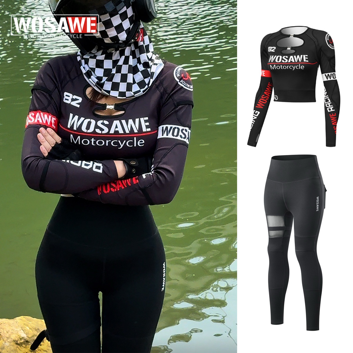 Motorcycle Gear Jacket And Pants - WOSAWE Sommer Damen Slim Motorradjacke und