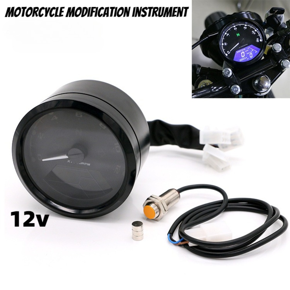 Motorcycle Gear Honda - Universeller Motorrad-Tachometer, digitaler Kilometerzähler, 12000 U/min,
